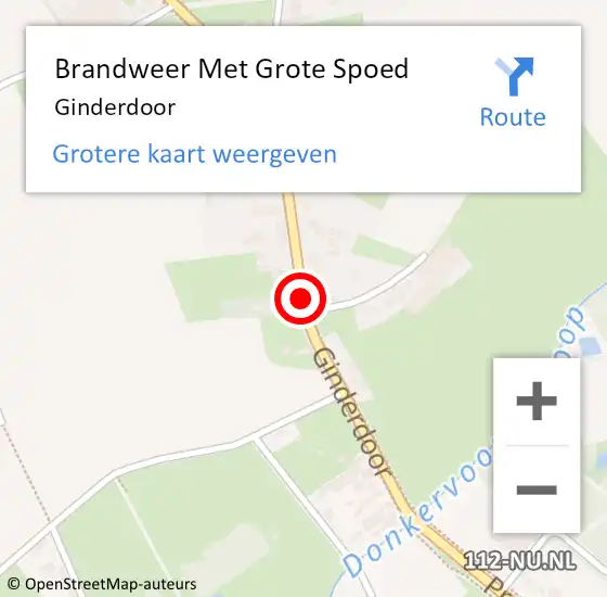 Locatie op kaart van de 112 melding: Brandweer Met Grote Spoed Naar Ginderdoor op 6 juli 2015 17:57