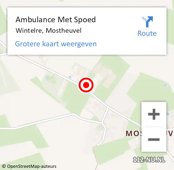 Locatie op kaart van de 112 melding: Ambulance Met Spoed Naar Wintelre, Mostheuvel op 6 juli 2015 18:01