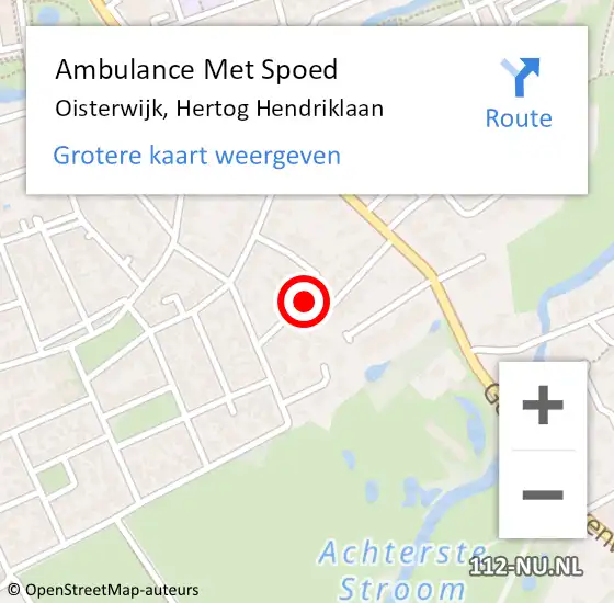 Locatie op kaart van de 112 melding: Ambulance Met Spoed Naar Oisterwijk, Hertog Hendriklaan op 6 juli 2015 18:22