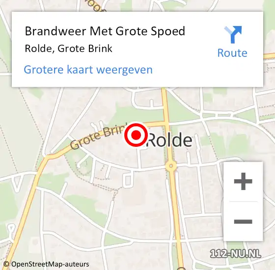 Locatie op kaart van de 112 melding: Brandweer Met Grote Spoed Naar Rolde, Grote Brink op 6 juli 2015 19:16