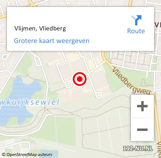 Locatie op kaart van de 112 melding:  Vlijmen, Vliedberg op 6 juli 2015 19:22