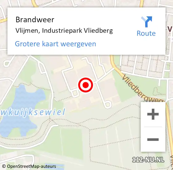 Locatie op kaart van de 112 melding: Brandweer Vlijmen, Industriepark Vliedberg op 6 juli 2015 19:22