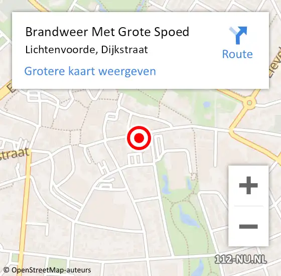 Locatie op kaart van de 112 melding: Brandweer Met Grote Spoed Naar Lichtenvoorde, Dijkstraat op 6 juli 2015 19:38