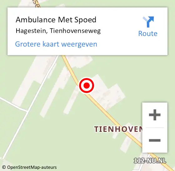 Locatie op kaart van de 112 melding: Ambulance Met Spoed Naar Hagestein, Tienhovenseweg op 6 juli 2015 19:48