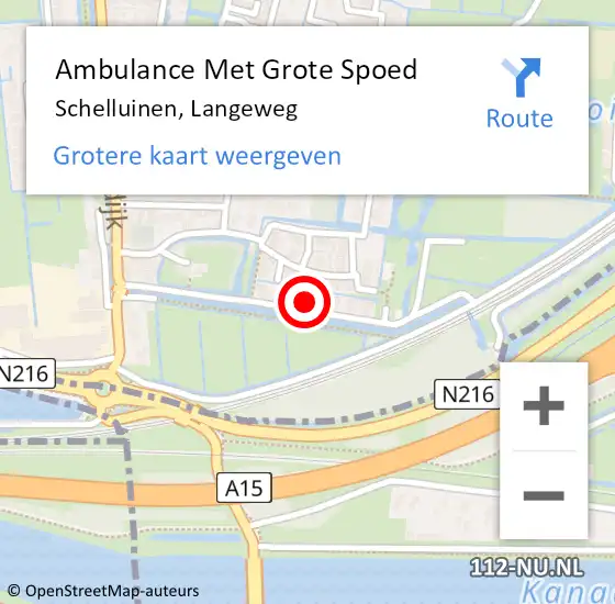 Locatie op kaart van de 112 melding: Ambulance Met Grote Spoed Naar Schelluinen, Langeweg op 6 juli 2015 20:37