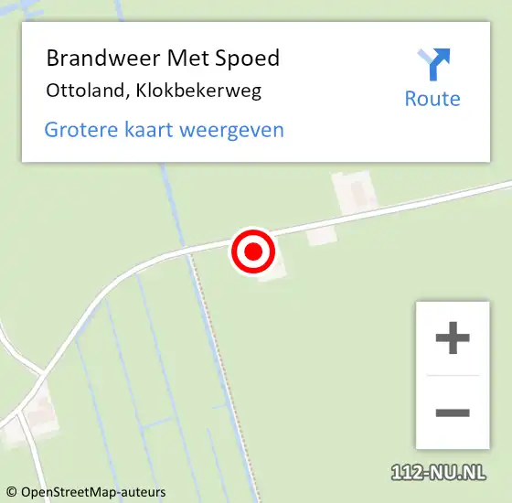 Locatie op kaart van de 112 melding: Brandweer Met Spoed Naar Ottoland, Klokbekerweg op 6 juli 2015 20:59