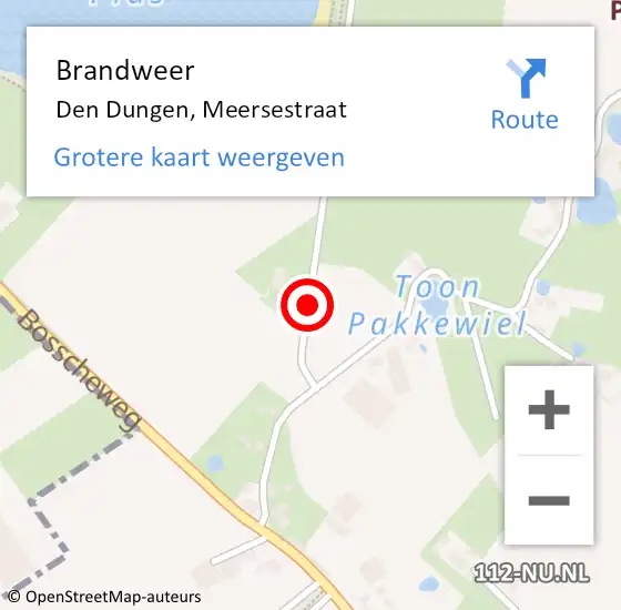 Locatie op kaart van de 112 melding: Brandweer Den Dungen, Meersestraat op 6 juli 2015 22:10