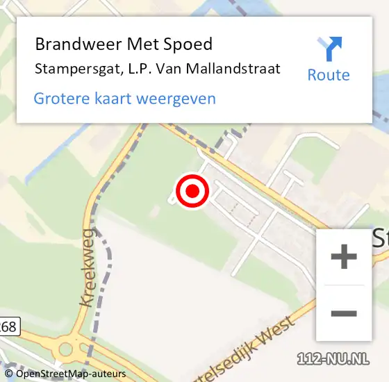 Locatie op kaart van de 112 melding: Brandweer Met Spoed Naar Stampersgat, L.P. Van Mallandstraat op 6 juli 2015 22:13