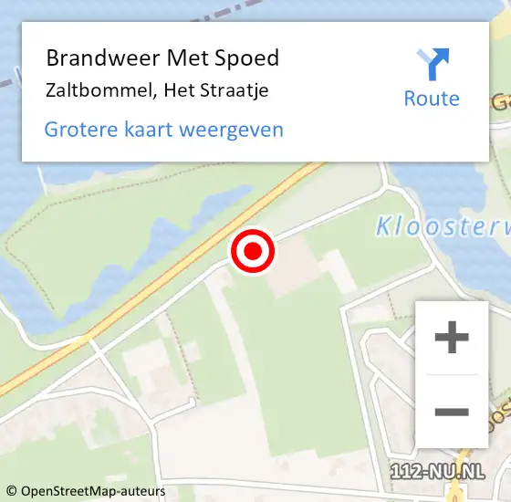 Locatie op kaart van de 112 melding: Brandweer Met Spoed Naar Zaltbommel, Het Straatje op 6 juli 2015 22:48