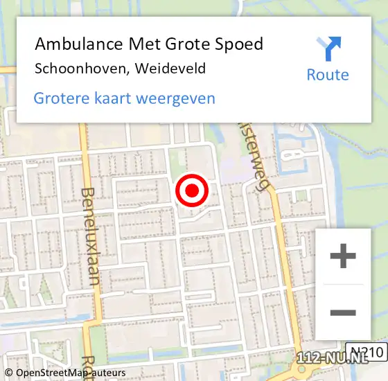 Locatie op kaart van de 112 melding: Ambulance Met Grote Spoed Naar Schoonhoven, Weideveld op 6 juli 2015 22:54