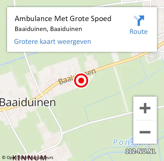 Locatie op kaart van de 112 melding: Ambulance Met Grote Spoed Naar Baaiduinen, Baaiduinen op 6 juli 2015 22:59