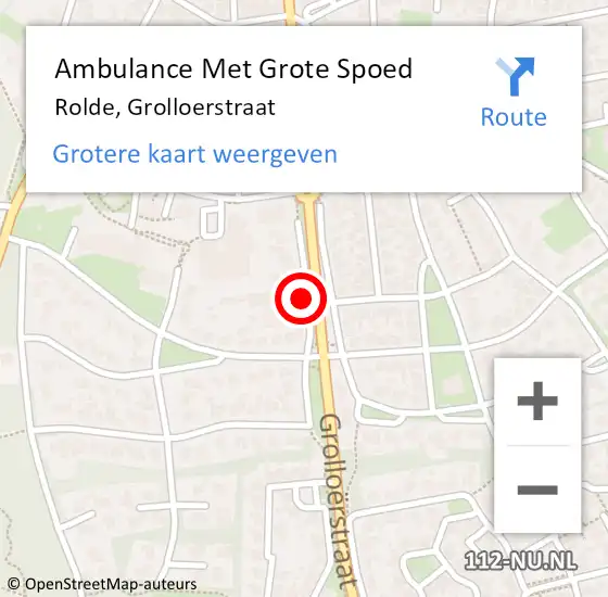 Locatie op kaart van de 112 melding: Ambulance Met Grote Spoed Naar Rolde, Grolloerstraat op 13 november 2013 11:52