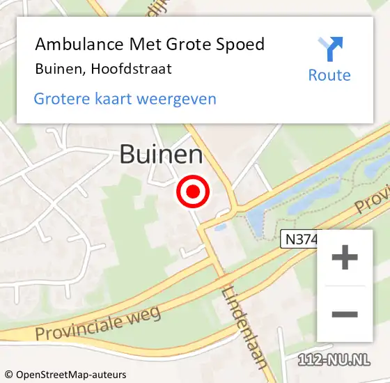 Locatie op kaart van de 112 melding: Ambulance Met Grote Spoed Naar Buinen, Hoofdstraat op 13 november 2013 11:53
