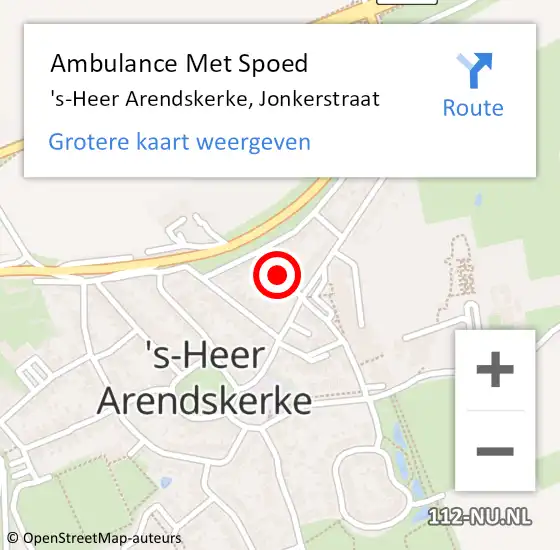 Locatie op kaart van de 112 melding: Ambulance Met Spoed Naar 's-Heer Arendskerke, Jonkerstraat op 7 juli 2015 00:48