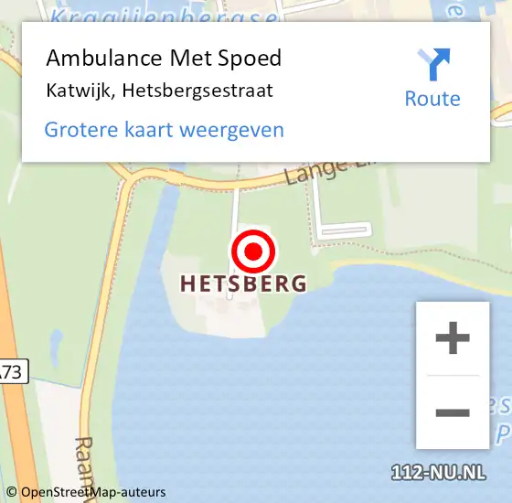 Locatie op kaart van de 112 melding: Ambulance Met Spoed Naar Katwijk, Hetsbergsestraat op 7 juli 2015 02:05