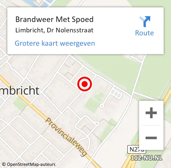 Locatie op kaart van de 112 melding: Brandweer Met Spoed Naar Limbricht, Dr Nolensstraat op 7 juli 2015 03:39