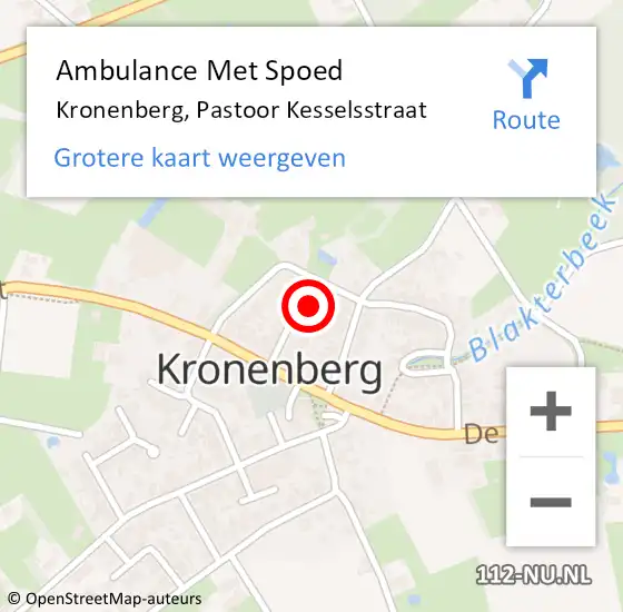Locatie op kaart van de 112 melding: Ambulance Met Spoed Naar Kronenberg, Pastoor Kesselsstraat op 13 november 2013 12:00