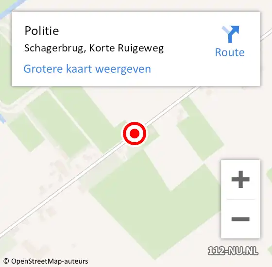 Locatie op kaart van de 112 melding: Politie Schagerbrug, Korte Ruigeweg op 7 juli 2015 05:57