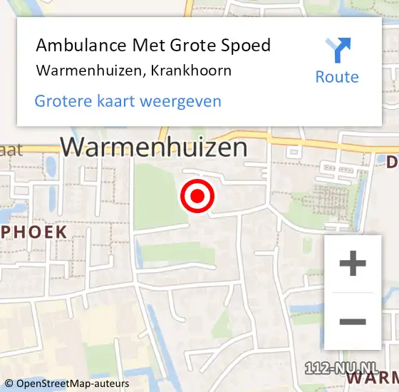 Locatie op kaart van de 112 melding: Ambulance Met Grote Spoed Naar Warmenhuizen, Krankhoorn op 7 juli 2015 06:40