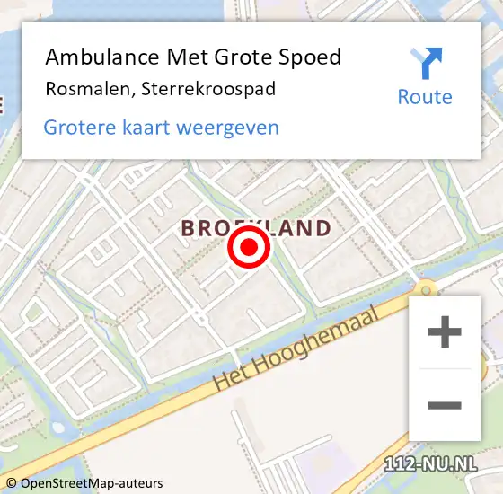 Locatie op kaart van de 112 melding: Ambulance Met Grote Spoed Naar Rosmalen, Sterrekroospad op 7 juli 2015 07:04