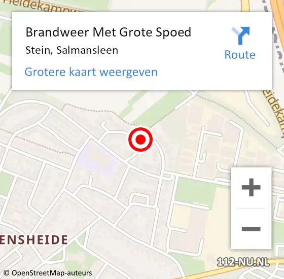 Locatie op kaart van de 112 melding: Brandweer Met Grote Spoed Naar Stein, Salmansleen op 7 juli 2015 07:39