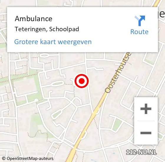 Locatie op kaart van de 112 melding: Ambulance Teteringen, Schoolpad op 13 november 2013 12:09