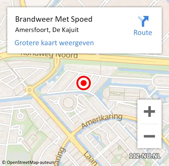 Locatie op kaart van de 112 melding: Brandweer Met Spoed Naar Amersfoort, De Kajuit op 7 juli 2015 08:01