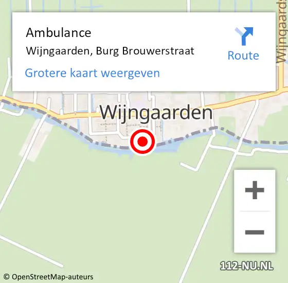 Locatie op kaart van de 112 melding: Ambulance Wijngaarden, Burg Brouwerstraat op 7 juli 2015 08:38