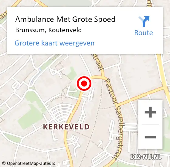 Locatie op kaart van de 112 melding: Ambulance Met Grote Spoed Naar Brunssum, Koutenveld op 7 juli 2015 08:56