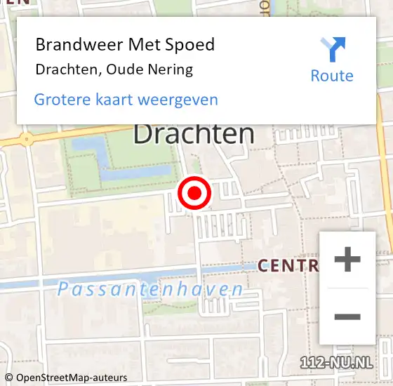 Locatie op kaart van de 112 melding: Brandweer Met Spoed Naar Drachten, Oude Nering op 13 november 2013 12:16