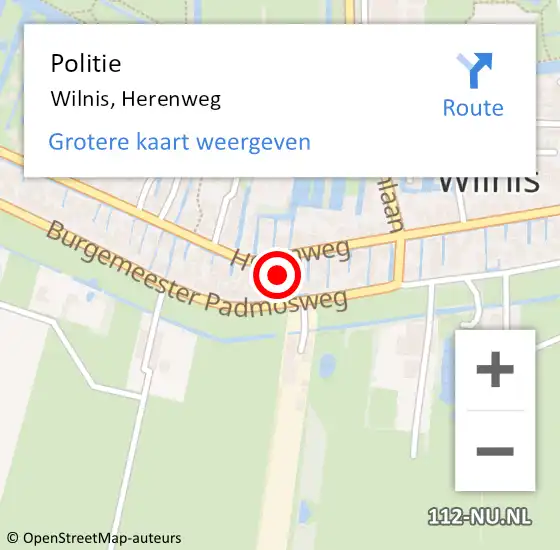 Locatie op kaart van de 112 melding: Politie Wilnis, Herenweg op 13 november 2013 12:18