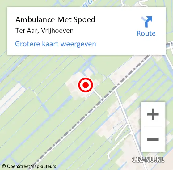 Locatie op kaart van de 112 melding: Ambulance Met Spoed Naar Ter Aar, Vrijhoeven op 7 juli 2015 10:23