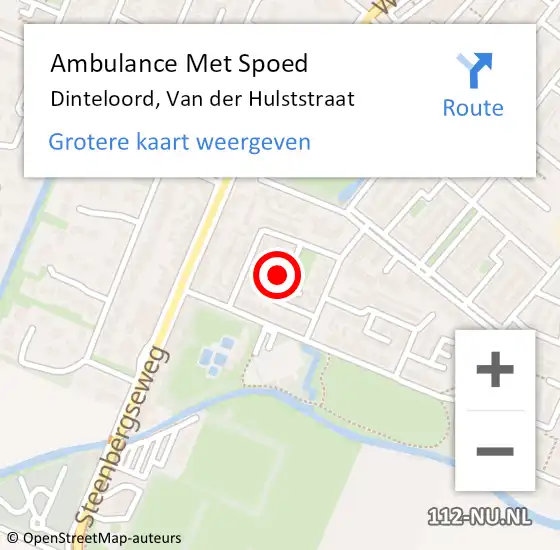 Locatie op kaart van de 112 melding: Ambulance Met Spoed Naar Dinteloord, Van der Hulststraat op 7 juli 2015 10:34