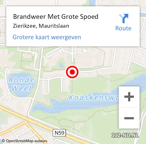 Locatie op kaart van de 112 melding: Brandweer Met Grote Spoed Naar Zierikzee, Mauritslaan op 7 juli 2015 11:52