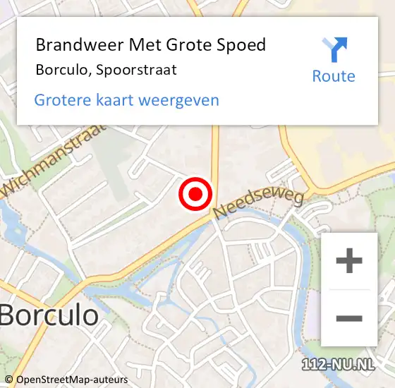 Locatie op kaart van de 112 melding: Brandweer Met Grote Spoed Naar Borculo, Spoorstraat op 7 juli 2015 12:23