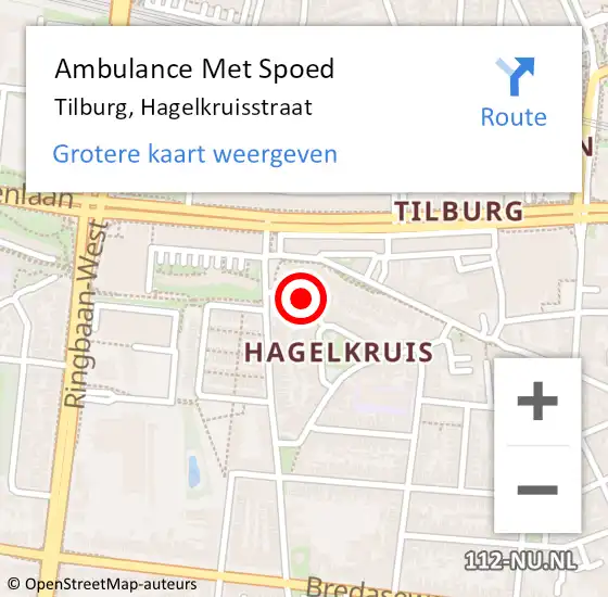 Locatie op kaart van de 112 melding: Ambulance Met Spoed Naar Tilburg, Hagelkruisstraat op 13 november 2013 12:37