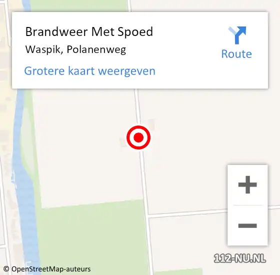 Locatie op kaart van de 112 melding: Brandweer Met Spoed Naar Waspik, Polanenweg op 7 juli 2015 14:51