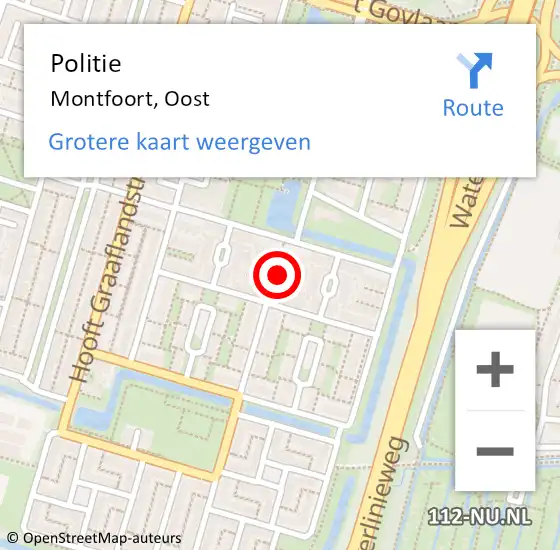 Locatie op kaart van de 112 melding: Politie Montfoort, Oost op 7 juli 2015 16:14