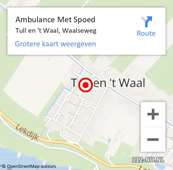 Locatie op kaart van de 112 melding: Ambulance Met Spoed Naar Tull en 't Waal, Waalseweg op 7 juli 2015 16:17