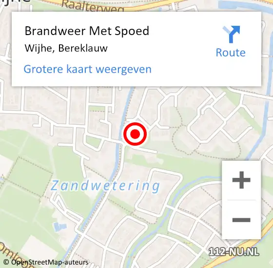 Locatie op kaart van de 112 melding: Brandweer Met Spoed Naar Wijhe, Bereklauw op 7 juli 2015 16:55