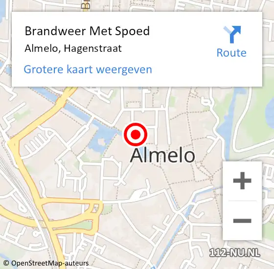 Locatie op kaart van de 112 melding: Brandweer Met Spoed Naar Almelo, Hagenstraat op 7 juli 2015 17:40