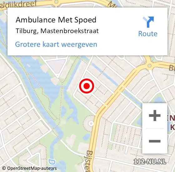 Locatie op kaart van de 112 melding: Ambulance Met Spoed Naar Tilburg, Mastenbroekstraat op 7 juli 2015 17:47