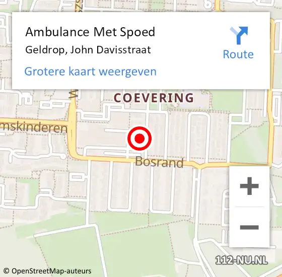 Locatie op kaart van de 112 melding: Ambulance Met Spoed Naar Geldrop, John Davisstraat op 7 juli 2015 17:58