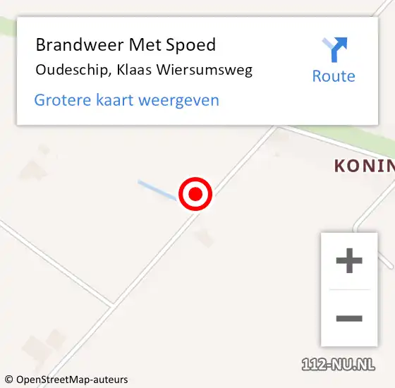 Locatie op kaart van de 112 melding: Brandweer Met Spoed Naar Oudeschip, Klaas Wiersumsweg op 13 november 2013 13:21