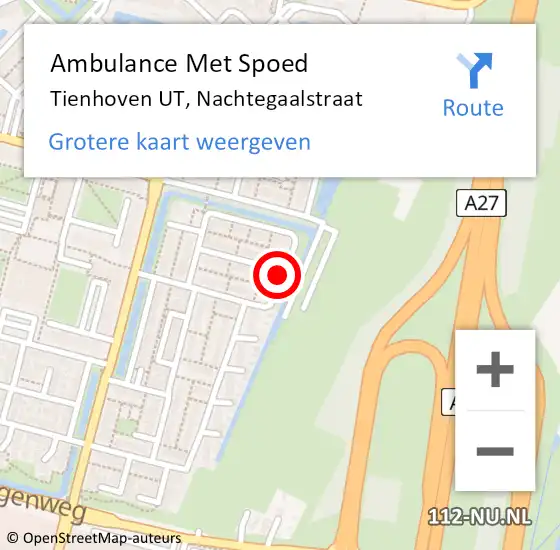 Locatie op kaart van de 112 melding: Ambulance Met Spoed Naar Tienhoven UT, Nachtegaalstraat op 7 juli 2015 18:19