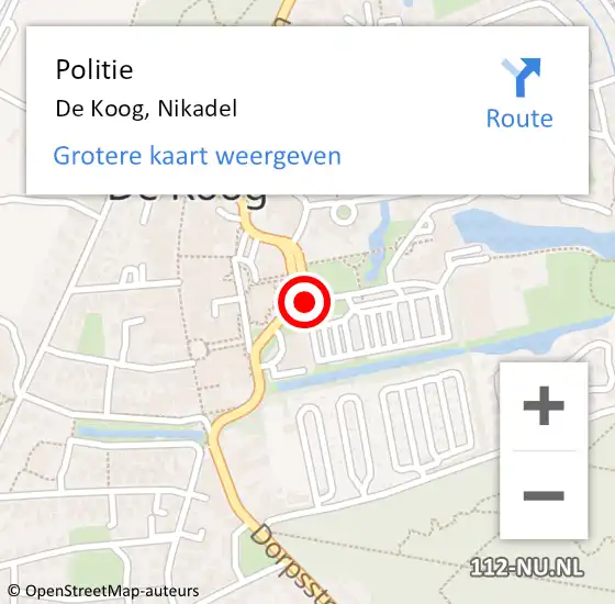 Locatie op kaart van de 112 melding: Politie De Koog, Nikadel op 7 juli 2015 18:24