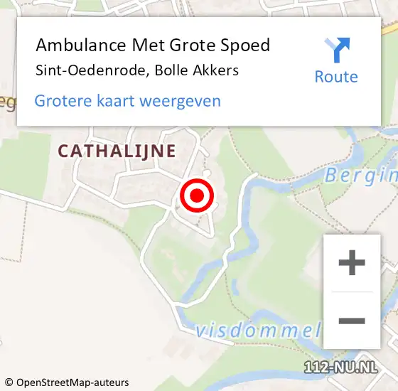 Locatie op kaart van de 112 melding: Ambulance Met Grote Spoed Naar Sint-Oedenrode, Bolle Akkers op 7 juli 2015 20:17