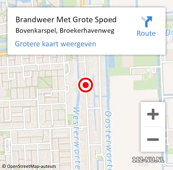 Locatie op kaart van de 112 melding: Brandweer Met Grote Spoed Naar Bovenkarspel, Broekerhavenweg op 7 juli 2015 20:23