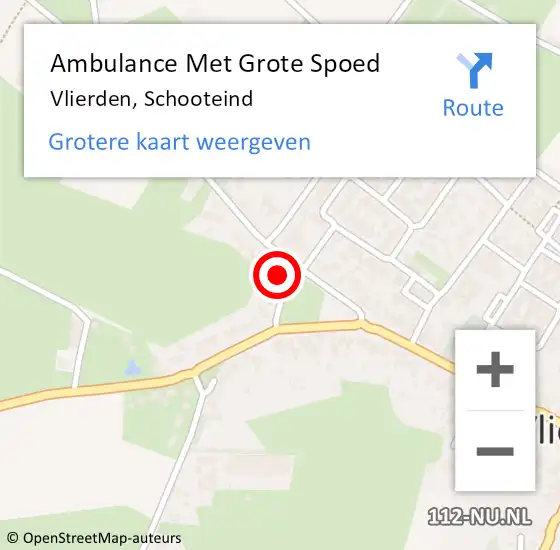 Locatie op kaart van de 112 melding: Ambulance Met Grote Spoed Naar Vlierden, Schooteind op 7 juli 2015 20:24