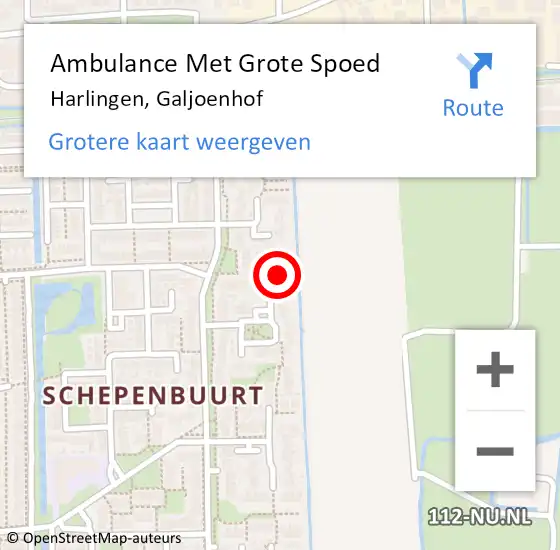 Locatie op kaart van de 112 melding: Ambulance Met Grote Spoed Naar Harlingen, Galjoenhof op 7 juli 2015 20:49